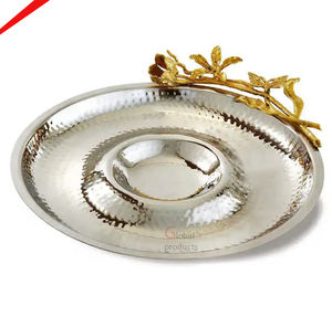 Offre Spéciale 2024 Gold Leaf Chip & Dip Serving 6 Bowl Bol fait à la main avec décor de feuilles en laiton - Product Image 5