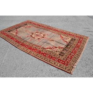 Alfombra clásica de lana Kilim roja y beige-Patrón de pasillo rectangular de 5,9X10,2 pies con felpa de 10mm de espesor para dormitorio de 4m de ancho - Product Image 4