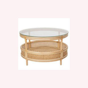 Table basse en rotin naturel et en bois dur de qualité supérieure, intemporelle, chic et fonctionnelle, idéale pour les maisons et les espaces de travail contemporains - Product Image 3