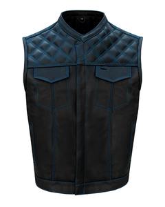 High Quality OEM Men <b>Black</b> Biker Leather <b>Vest</b> Classic Club Style New Fashionable Winter Warm Racing Breathable Canvas - Product Image 6