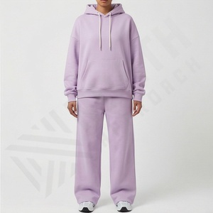 Conjunto Deportivo de Dos Piezas para Mujer, 100% Algodón, Felpa Técnica, Alta Calidad, Casual, Holgado, Suave, Cálido, Ropa Deportiva de Invierno, Color Personalizado - Product Image 2