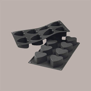 Molde de Silicona Negro en Forma de Corazón de 8 Porciones, 60 mm x 35 mm, Herramienta para Hornear y Repostería para Postres - Product Image 1
