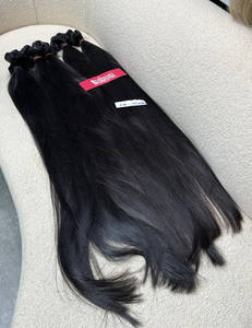 Pelo de trama recto sedoso humano vietnamita de alta calidad 100% pelo crudo vietnamita Color negro Natural precio razonable - Product Image 1