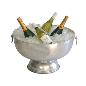 Metal <b>Stainless</b> <b>Steel</b> <b>Wine</b> <b>Cooler</b> Bowl with Sided Handle Round Shaped Metal Aluminium Black Antique Champagne Tub - Product Image 4
