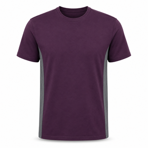 Camiseta de Algodón con Cuello Redondo y Paneles Laterales Grises al por Mayor, Ropa Casual Personalizada de Manga Corta para Hombre - Product Image 1