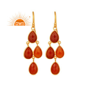 ที่ขายดีที่สุดเงินสเตอร์ลิง18พันชุบทองธรรมชาติสีแดงนิลพลอยต่างหูโคมระย้า Demi ผู้ผลิตเครื่องประดับปรับ - Product Image 1