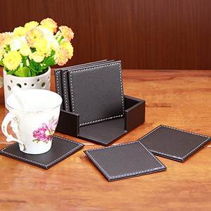 Posavasos de Cuero de Diseño Moderno, 300 mm de Diámetro, Logotipo Personalizable, Cuero Genuino de Alta Calidad, Costuras Finas para un Acabado Elegante - Product Image 3