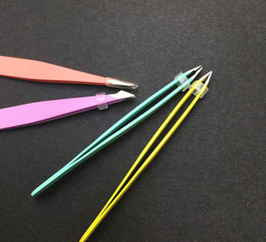 Pinzas profesionales para cejas de acero inoxidable sólido, tamaño Mini con etiqueta privada personalizada, pinzas de Punta inclinada de diferentes colores claros - Product Image 5