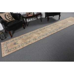 Alfombra turca vintage de 2.1x12.2 pies, alfombra tipo pasillo, alfombra con diseño de plantas y árboles marrones - Product Image 3