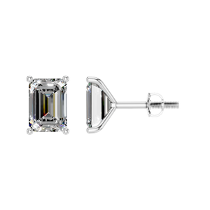 Boucles d'oreilles clous romantiques pour femme en argent sterling 925 raffiné avec moissanite taille émeraude, bijoux fins, cadeau, fête, brillant, intemporel - Product Image 1