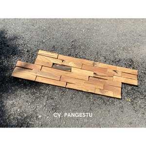 Revêtement mural en mosaïque solide artisanal en bois de teck naturel géométrique moderne 3D insonorisant pour appartement hôtel salon intérieur - Product Image 5