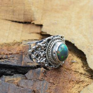 โอปอลเอธิโอเปียสีดำ925เงินสเตอลิงอัญมณีธรรมชาติแหวนออกแบบทำด้วยมือเครื่องประดับที่สง่างาม - Product Image 3