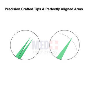 Pinzas de extensión de pestañas de acero inoxidable verde profesional de alta calidad, Punta puntiaguda, logotipo personalizado, modelo aplicador al por mayor - Product Image 3