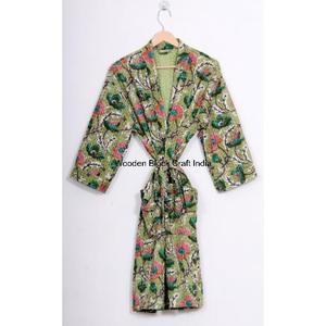 Veste Kantha 100% coton pur faite à la main pour femmes, mode vintage de festival, kimono court matelassé, vêtements de nuit pour l'été - Product Image 5
