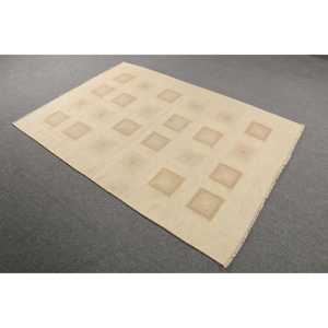 พรมคิลิม ขนาด 4.4x6.2 ฟุต พรมตุรกี พรมลายดอกไม้สีเบจ ทำจากขนสัตว์ - Product Image 2