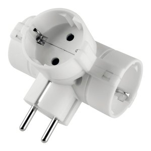 อะแดปเตอร์ 3 ช่องเสียบ 2P+T 16A (มาตรฐานเยอรมัน) สีขาว PP2350R อะแดปเตอร์เต้ารับไฟฟ้า อุปกรณ์เสริมแหล่งจ่ายไฟ - Product Image 1