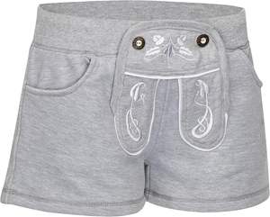 Lederhosen molleton de coton gris clair personnalisé pour les femmes formelles brodées Booty Shorts ceinture respirant gris Trachten Wear - Product Image 1