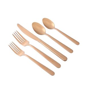 ชุดช้อนส้อมสแตนเลสสตีลสีโรสโกลด์สุดฮิต สำหรับโรงแรม งานแต่งงาน และงานเลี้ยงอาหารค่ำ พร้อมมีด ส้อม และช้อนทองแดง - Product Image 1