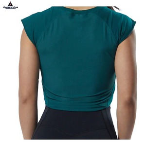 Custom Cotton Crop <b>Tops</b> Women T Shirt White Yoga Fitness Slim Fit Cropped T-shirt Ladies Crop <b>Tops</b> for Women - Product Image 5