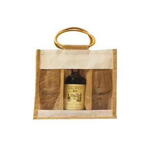 酒瓶礼品袋环保优雅黄麻酒瓶酒袋时尚礼品以最优惠的价格出售