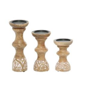 Arrivée chaude en bois bougeoir couleur naturelle Design Vintage pièce maîtresse meilleure qualité bougie pilier taille personnalisée - Product Image 2