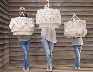 Lampe bohème en macramé Lustre perlé Décor de mariage & Abat-jour de plafond suspendu Boho - Product Image 1