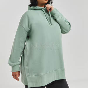 Best Selling Women's Customizable <b>Longline</b> <b>Hoodies</b> Knitted Front Printed High Quality Winter Short - Product Image 1