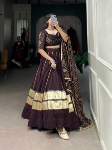 Best Fabric New Designer Georgette With Bandhej Print And <b>Gota</b> Patti Lehenga Choli Manufacturer From India - Product Image 4