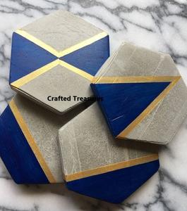 Luxury Round Tea Cup Marble Coaster Set Marble <b>Stone</b> & <b>Resin</b> Inlay Cup Coasters Custom Size for Home & Office - Product Image 3