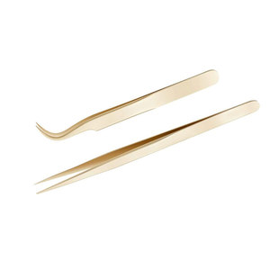 Pince à cils à pointe en fibre à 90 degrés avec logo personnalisé gratuit Pince à épiler à volume en acier inoxydable de marque privée - Product Image 6
