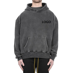Sweats à capuche surdimensionnés de luxe en polaire personnaliséThermique de haute qualité 100% coton éponge française vierge Vintage sweat à capuche lavé à l'acide - Product Image 1