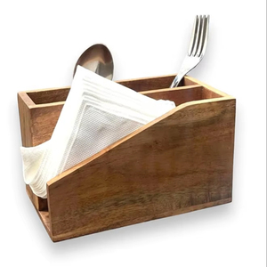 Porte-couverts décoratif en bois avec finition naturelle pour la décoration de la table à manger et les besoins de rangement de la cuisine - Product Image 1