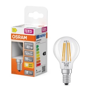 Lampada sferica a LED trasparente E14 3,4W 2700K 470Lm 45x78mm. (Osram 468759) - Product Image 2
