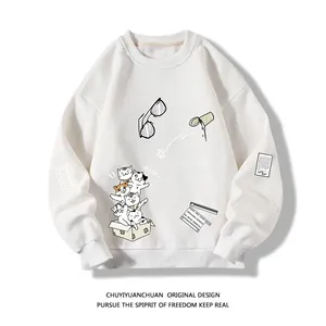 6 estilos nuevas sudaderas informales de manga larga para hombres, jersey de cuello redondo diario con estampado de moda, sudaderas holgadas de gran tamaño para hombres - Product Image 4