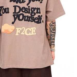 Camiseta personalizada de talla grande con estampado de peso pesado y hombros caídos para hombre, ropa de calle, camisetas cuadradas recortadas con estampado de pantalla - Product Image 5