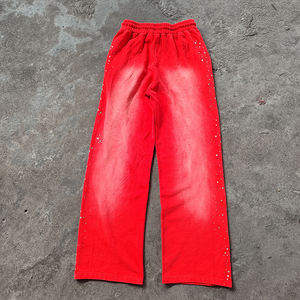 Hot Sale Custom Streetwear Track Pant <b>Jogger</b> Heavyweight Cotton French Terry Acid Wash Oversized <b>Wide</b> <b>Leg</b> Baggy Sweatpants Men - Product Image 2