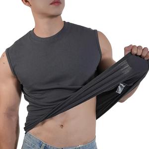 Personalizado de gran tamaño 360g algodón + poliéster Waffle lavado Raw Edge Streetwear camiseta sin mangas para hombres - Product Image 1