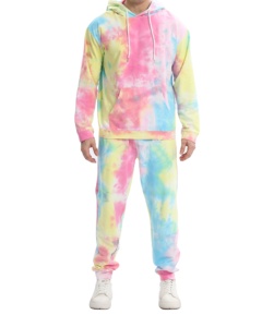Survêtements d'hiver pour hommes sur mesure, respirants, de haute qualité, en polyester/coton, avec des motifs imprimés tie-dye personnalisés, jogging - Product Image 1