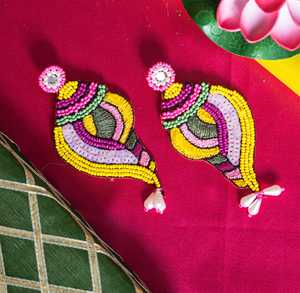 Pendientes colgantes de corazón con bordado de cuentas, pendientes de cuentas para mujer, joyería festiva para fiestas al mejor precio, pendientes de cuentas - Product Image 3