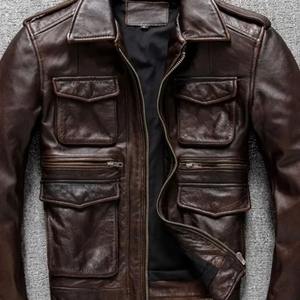 Nuevas Chaquetas de Cuero Vintage para Hombre, Chaqueta Casual de Motociclista para Otoño e Invierno, Chaqueta de Cuero de Alta Calidad para Hombre - Product Image 2