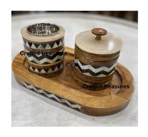 Trending Design Wooden <b>Bakhoor</b> burner Tray Set With MOP Inlay Design Mubakhar Incense Holder Home Office Gift for Fragrance - Product Image 1