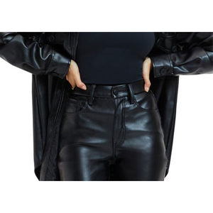 Giacca in Ecopelle di Alta Qualità Americana, Migliore della Vera Pelle, Nera, Taglia 7 - per l'Autunno - Product Image 3