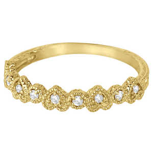 14k Rose <b>Gold</b> Plated Heart Design Diamond <b>Ring</b> Band Trendy Pave <b>Set</b> Inlay with 0.15ct Mainly Made of Copper and Alloy - Product Image 1