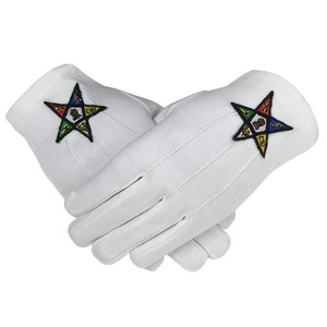 Guantes de Logia Azul de Maestro Masón 2026 con Compás Cuadrado de Cuero Blanco y Bordado, Regalia Masónica para Exteriores, OEM Disponible - Product Image 5