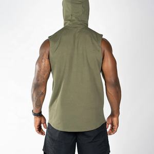 Personalizada de alta calidad de moda de los hombres músculo Fitness ligero sin mangas camiseta sin mangas con capucha - Product Image 4