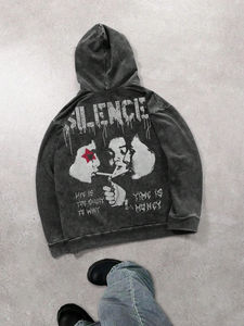 Sweat à capuche d'hiver personnalisé pour homme, en molleton de coton épais délavé à l'acide, écologique, séchage rapide, impression numérique tendance - Product Image 2