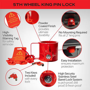Verrou de cinquième roue AMBITION - Acier enduit de poudre - Verrou de cinquième roue - <span class=keywords><strong>Antivol</strong></span> - Durable - Verrou de cinquième roue sécurisé - Product Image 6