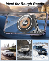 Support magnétique pour voiture avec chargeur sans fil rapide 15W, support de téléphone avec adhésif, 360° °   Support de téléphone mains libres rotatif en alliage de zinc
