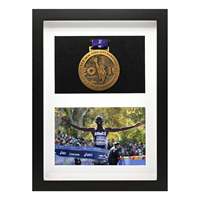 Porte-médaille Durable en bois noir écologique cadre d'affichage boîte d'ombre étui pour courir Marathon finisseur médailles Badges fleur