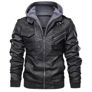 Chaqueta de cuero con capucha para hombre, alta calidad, otoño e invierno, de cuero, para motorista, por maximice Wear - Product Image 3